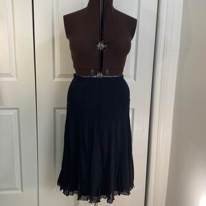 Vintage 100% Nylon Addition Elle, Lined Black Pleated Skirt, 1X Plus, XL, 14-16